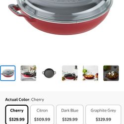 Staub Cast Iron  Cherry round Baker 30 Cm With Glass Lid