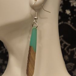 Turquoise Wooden Earrings
