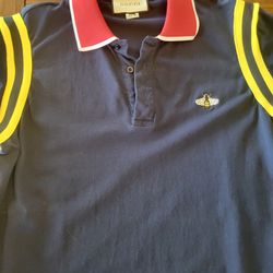 Blue Gucci Bee Polo Shirt