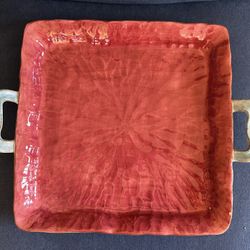 Gisella Hand Painted Collection Platter Plate With Handles 