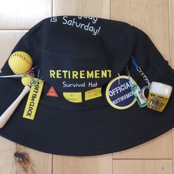 NEW 'RETIREMENT' Black Bucket Hat (OS)
