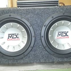 2 10' MTX Subwoofers  In  a Sealed Box With a 600 Watt Pioneer Premier  Amp
