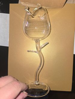 Rose Shaped Wine Glass, 3D Flower Stemware Goblet, Clear Novelty Cocktail Glass