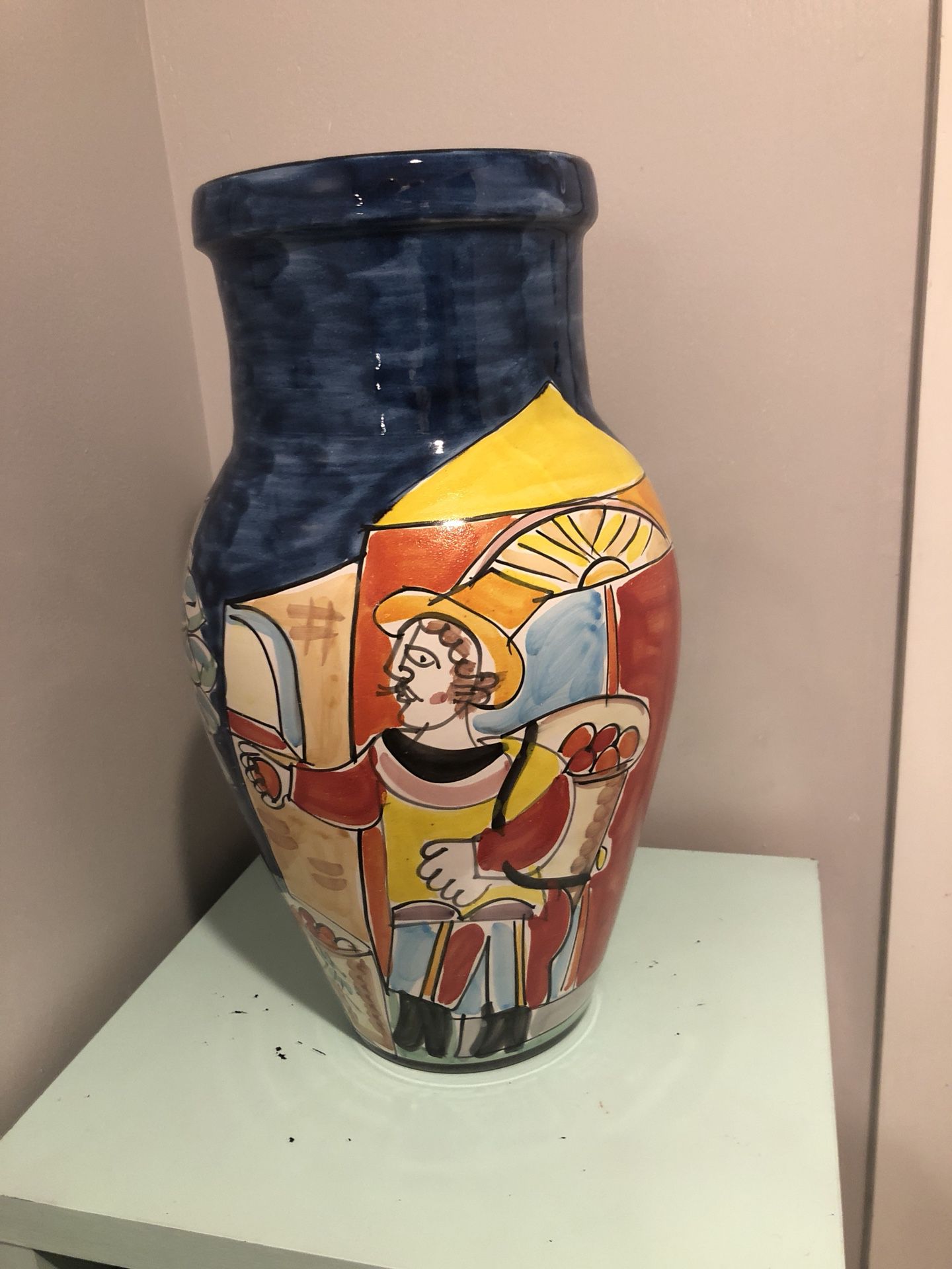 Hand painted tall vase