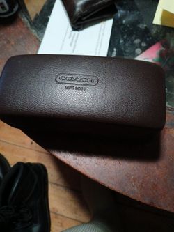 Coach Dark Brown Leather Clamshell Eyeglasses/Sunglasses Case