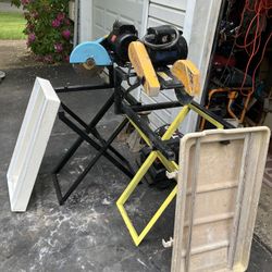 Two tile cutting machines tile saw