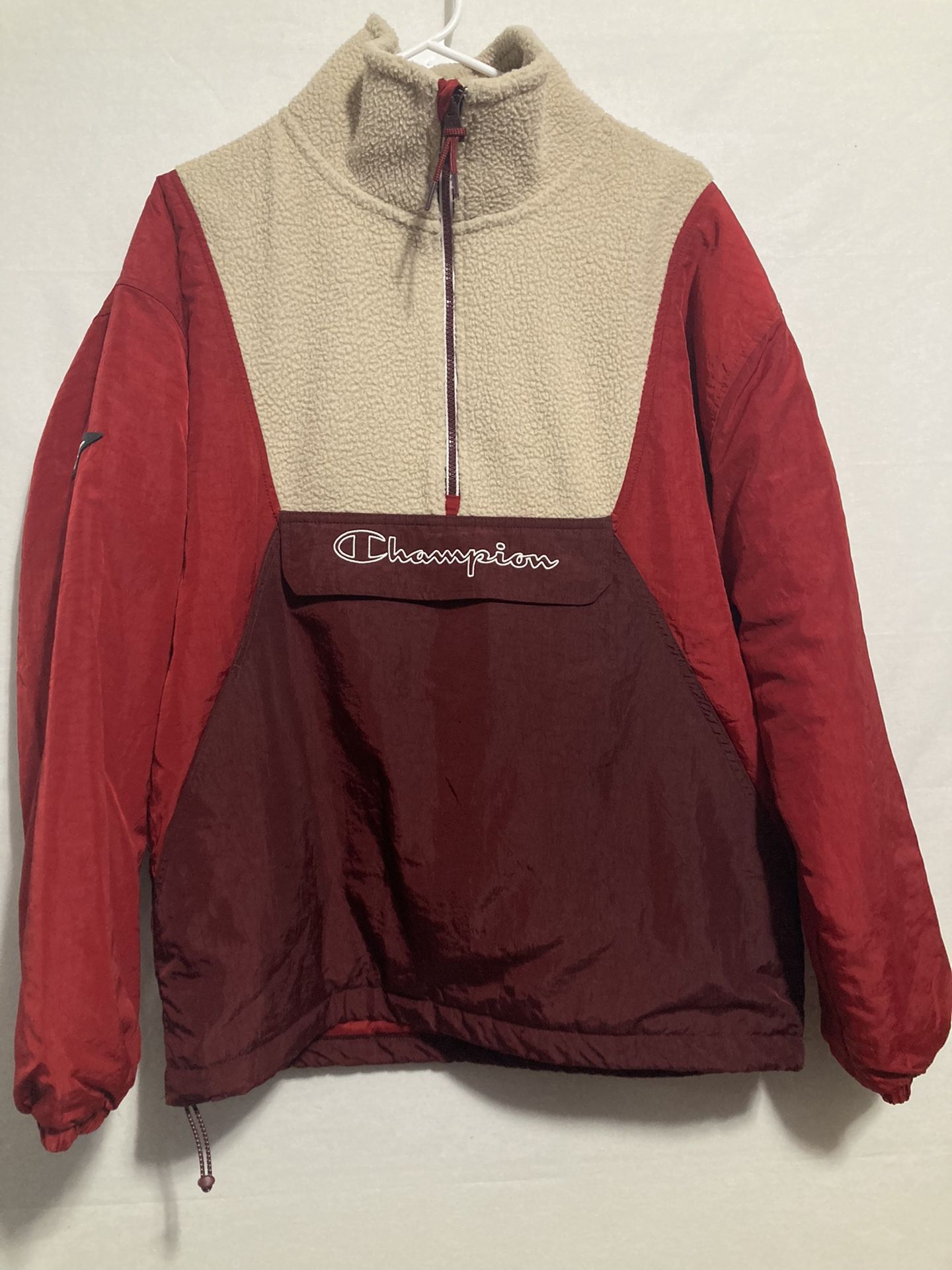 Champion Stadium Sherpa Anorak Puffer Jacket Kangaroo Pocket Half Zip Men’s Medium