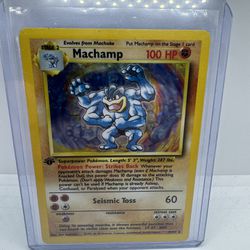 Holographic 1st Edition Machamp Pokémon Card