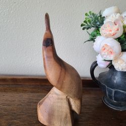 Vintage MCM Wood Quail Sculpture