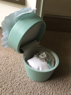Women's aqua simulated leather strap watch