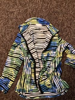 Erin London Women’s Medium Sheer Striped Floral Cardigan Jacket