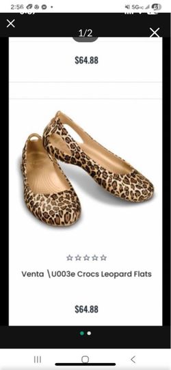 NEW Crocs Leopard Cheetah Animal Print Light Weight Comfortable Ballet Flat Slip On Shoes Women Size 6