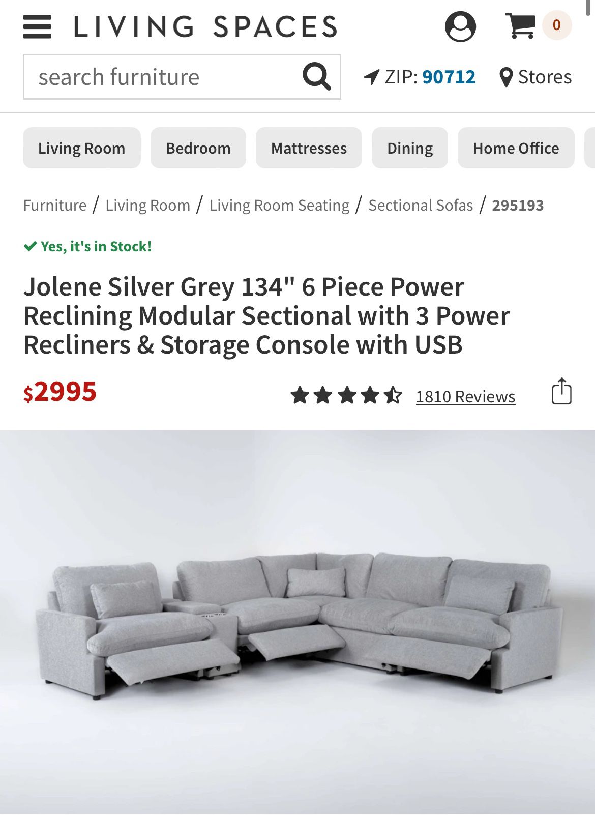 Grey Power Reclining Sectional 