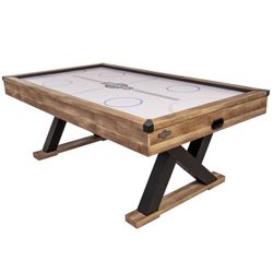 American Legend Kirkwood 84" Air Hockey Table with Rustic Wood Finish and Digital Scoreboard