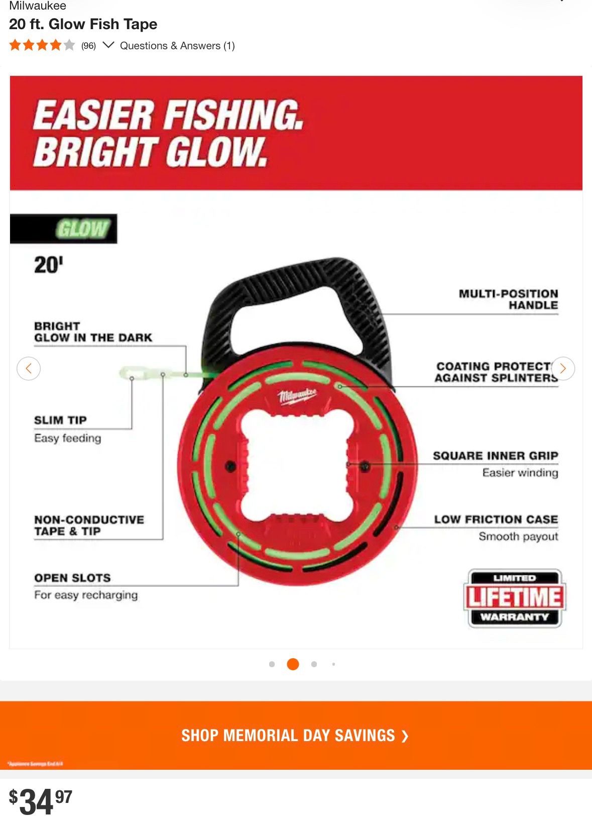 Milwaukee 20 ft. Glow Fish Tape