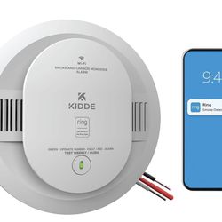 Kidde Smart Smoke and Carbon Monoxide Detector, Ring App Enabled for Real-Time Notifications, Hardwired Alarm, AA Backup Battery