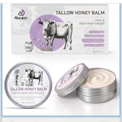 Beef Tallow for Skin – 2Pcs Beef Tallow for Face Cream, Grass-Fed Tallow and Raw Honey Balm with Lavender Essential Oil, Whipped Natural Tallow Face M
