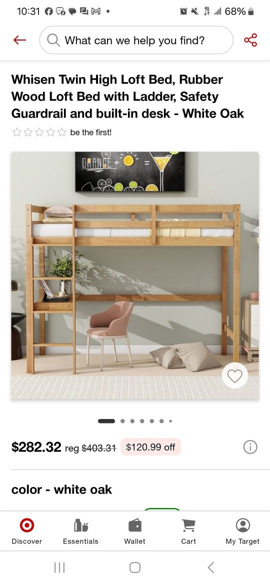 Solid Light Oak Loft Bed