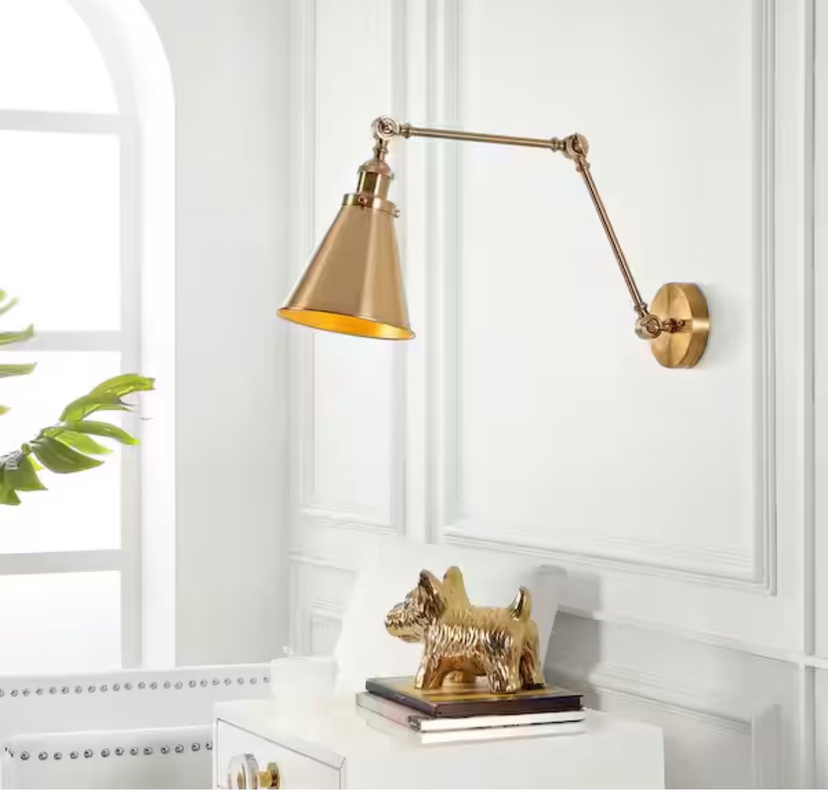 7 in. Adjustable Arm Metal Brass LED Wall Sconce