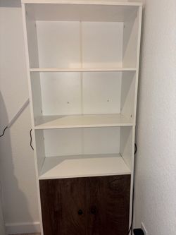 White Shelf With Brown Doors