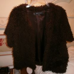 LIKE NEW Anne Klein Cocoa Brown Short Fur Jacket Size XL