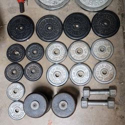 200 lbs of Misc Barbell Plates and Dumbell Weights