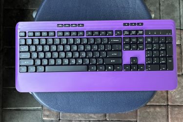 Purple Wireless Keyboard & Mouse Combo – Full Size, Rechargeable
