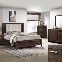 4 PCs Bedroom Set Dresser Mirror Queen Bed & Nightstand. ( FINANCING OPTIONS )