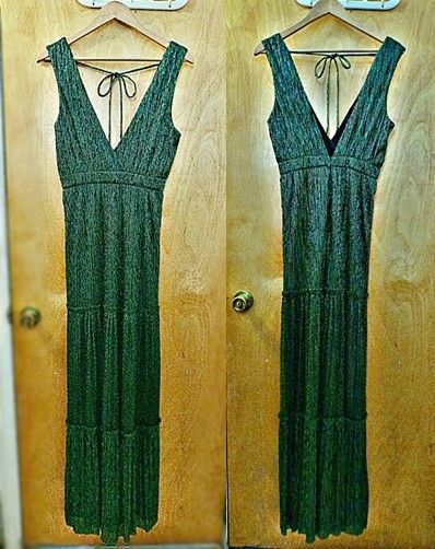 NWOT -Lulus Glitzy Emerald Green Maxi Tiered Dress, Women's Size XS