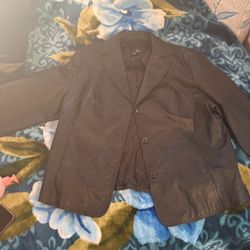 East 5th Brand/black Womens Leather Jacket Button Up 3XL