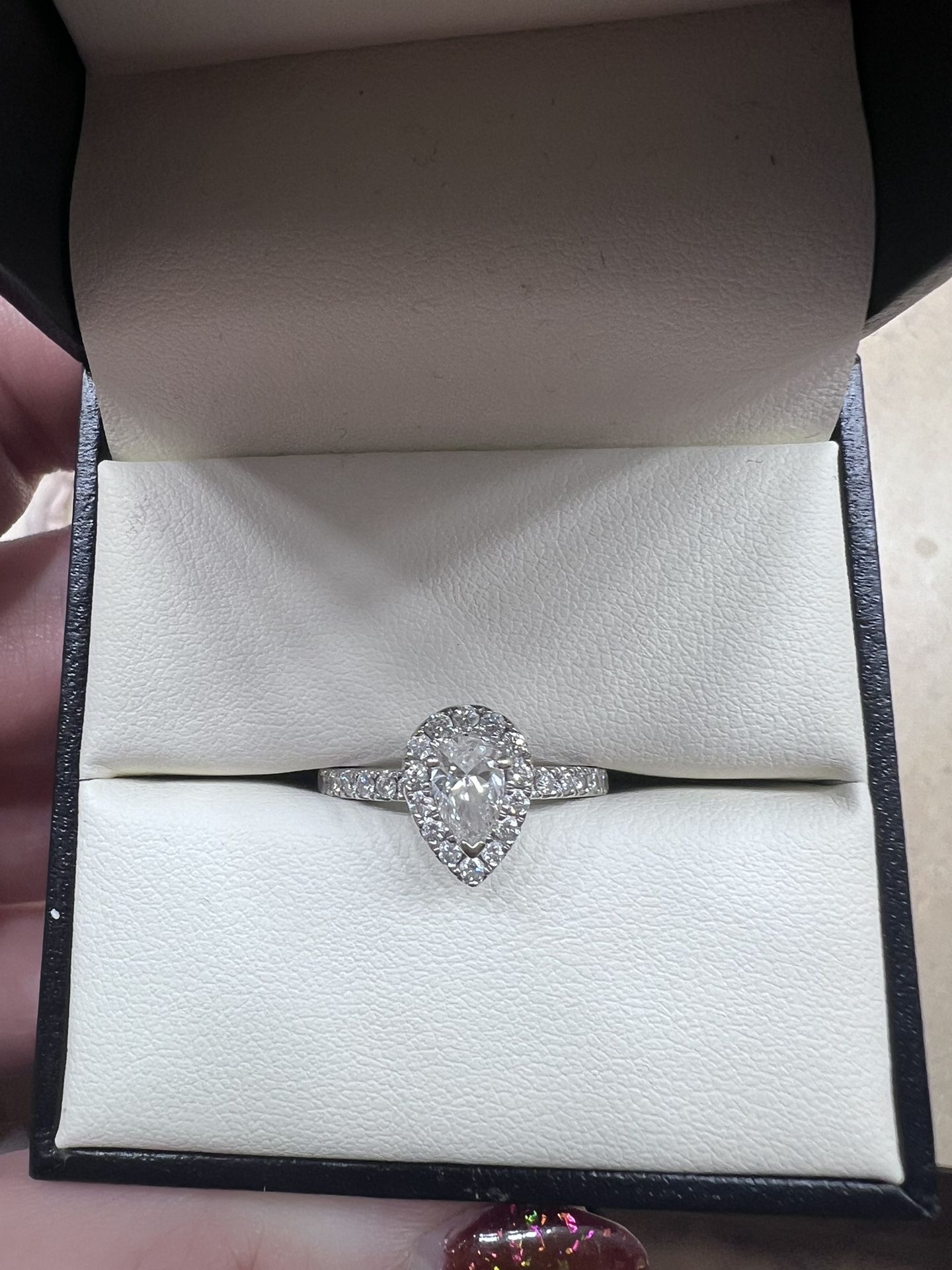 1CT Teardrop 14KWG Engagement Ring