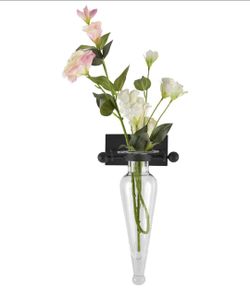 NEW DANYA B 13 in. Glass Wall Mount Amphora Vase on Iron Sconce with Finials