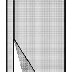 Side Opening Magnetic Screen Door in Fiberglass 70x80inch, Black - Thicken Mesh Screen Magnetic Closure Keep Bugs Out, Reversible for Left/Right Door