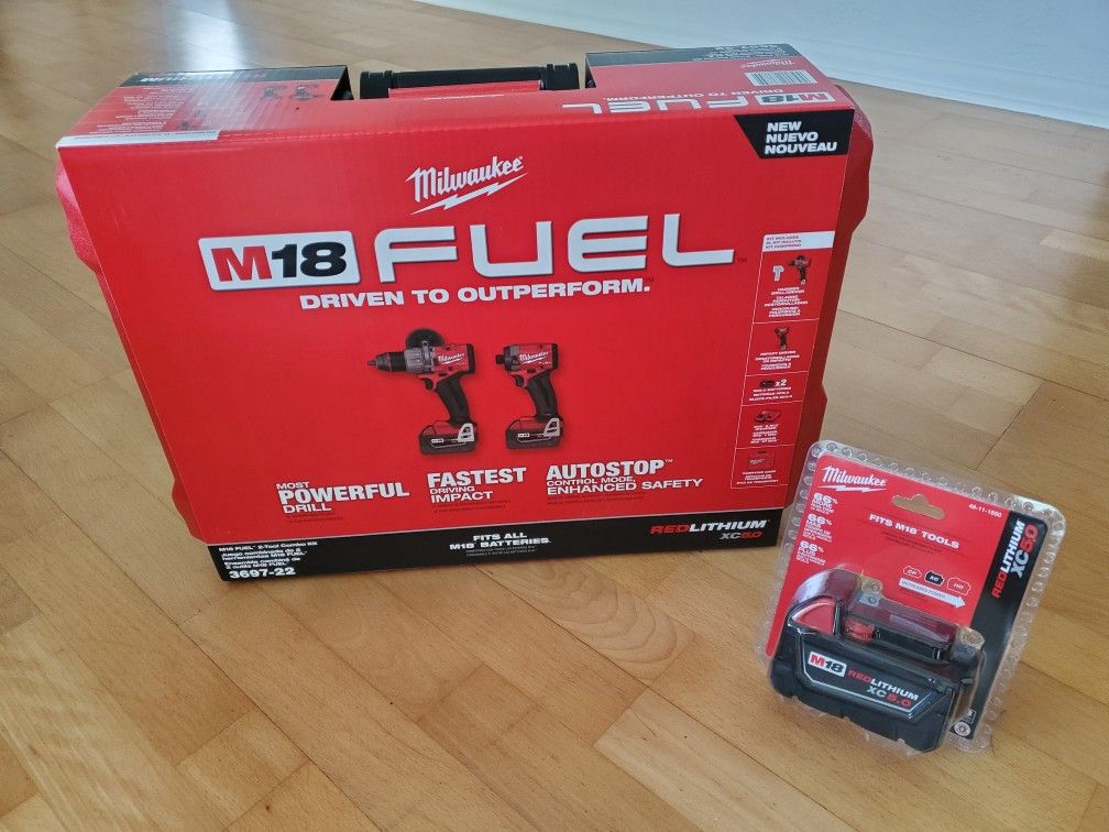 Milwaukee FUEL 18- V Lithium-Ion Brushless Cordless Hammer Drill and Impact Driver Combo Kit (2-Tool) with (3) 5.0Ah Batteries
