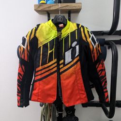 Like New ICON Women’s Overlord SB2 Wild Child Motorcycle Jacket (Orange, Size Small)