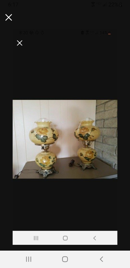 Pair Pair Of Matching Antique Lamps