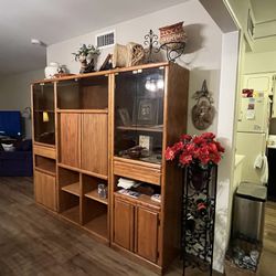 Solid Wood Mid-Century Style Wall Unit / Bookcase / Display Cabinet