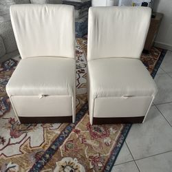 NEW ARMLESS DINING CHAIRS WITH STORAGE ON WHEELS (12 Chairs available)