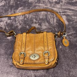 Vintage Leather Fossil Messenger Bag Purse Brown
