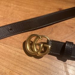 GUCCI Leather Belt With Double “G” Buckle