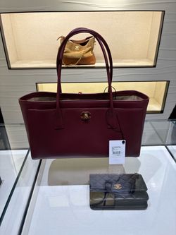 CHANEL Calfskin Archetype Small Shopping Tote Dark Burgundy
