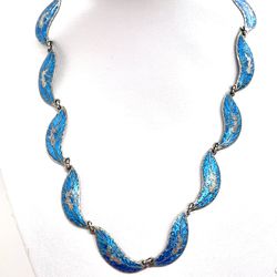 Rare Blue Nielloware Siam Necklace