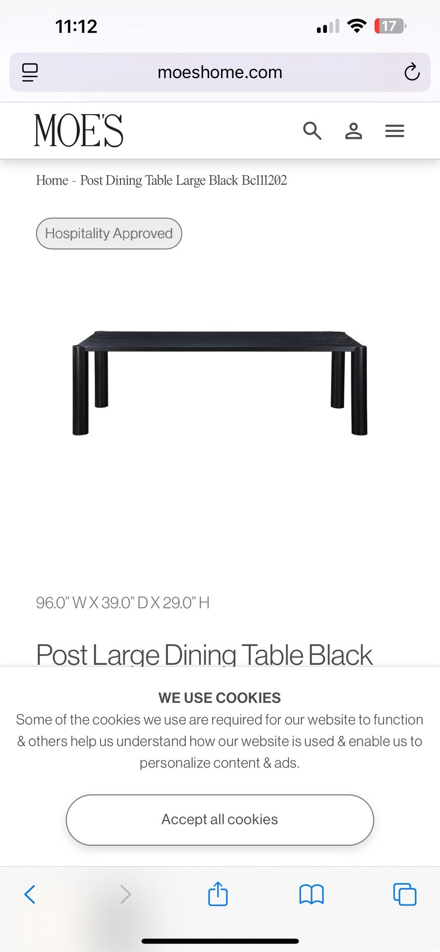 Dining table from Moe’s furniture