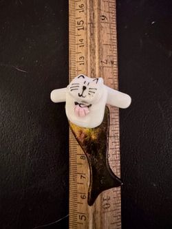 Handmade cat mermaid pin