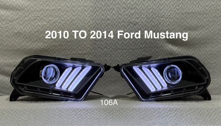2010 TO 2014 Ford Mustang Black Sequential LED DRL Bar Projector Headlights