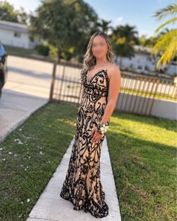 Black and Nude Mermaid Prom Gown