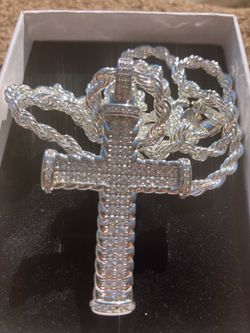 Iced out Cross Necklace Sterling Silver 925