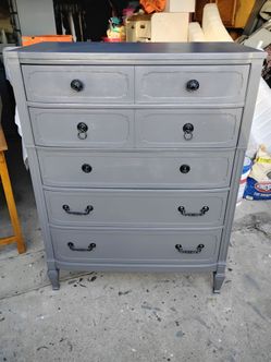 Gray tallboy 5 drawers solid wood