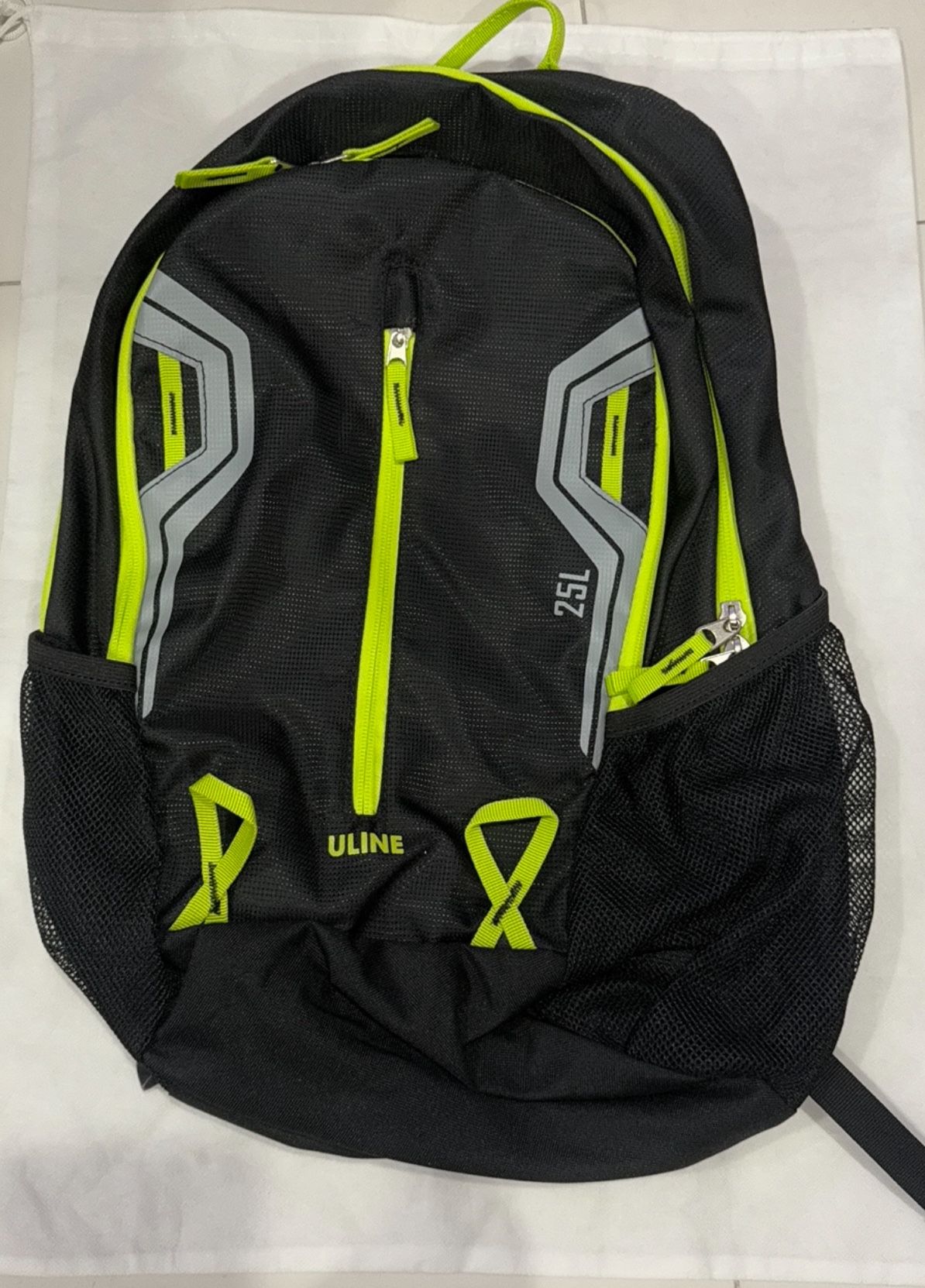 Brand New ULINE 25L Backpack – Black with Neon Green Accents