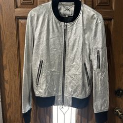 Medium Ovadia & Son Silver Metallic Jacket 